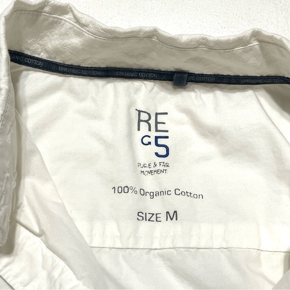 RE-5 100% Organic Cotton Woman White Long Sleeve Button Down Shirt Size M - Picture 12 of 12